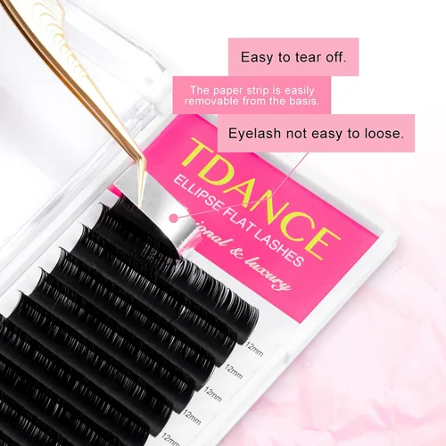 Miniatura 4 de TDANCE - Extensiones de pestañas clásicas, pestañas planas, extensiones de pestañas 0.15mm, rizo D, extensiones de pestañas elípticas, 8-15mm