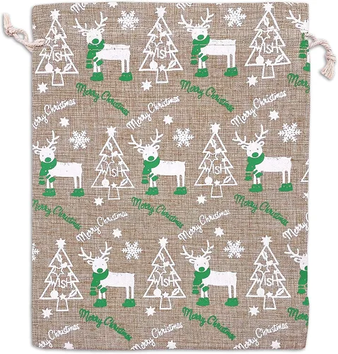 Miniatura 32 de 48 paquetes de 3x4 bolsas de regalo reutilizables de yute y arpillera con cordones (Feliz Navidad, X-Pequeño) - para regalos, favores de fiesta