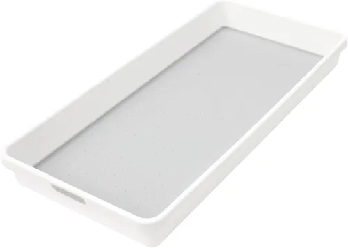 madesmart Classic - Contenedor de almacenamiento (16 x 8 pulgadas), color blanco | non slip feet, rounded corners, open compartment, soft grip