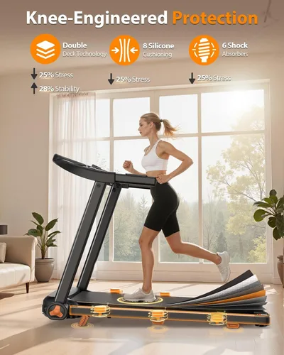 Miniatura 5 de Cinta de correr plegable para el hogar con inclinación, pantalla LED doble extragrande, velocidad máxima de 8.5 MPH, altavoz Bluetooth, capacidad