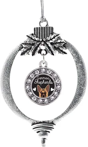 Miniatura 97 de Inspired Silver - Bonita bandera estadounidense - Adorno de Navidad plateado - Adorno de árbol de Navidad con dije circular con circonita cúbica