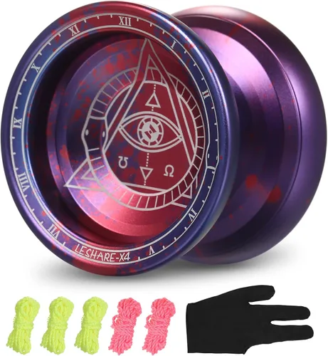 Miniatura 13 de Lixada Yoyo profesional de aluminio competitivo Yoyo Ball Yo Yo regalo con 5 cuerdas de repuesto y guante, ideal para principiantes y para trucos