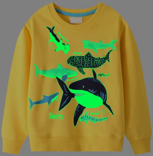 Miniatura 2 de Sudaderas de algodón con cuello redondo para niños pequeños, camisetas de manga larga con diseño de dinosaurio, camisetas 2-8T