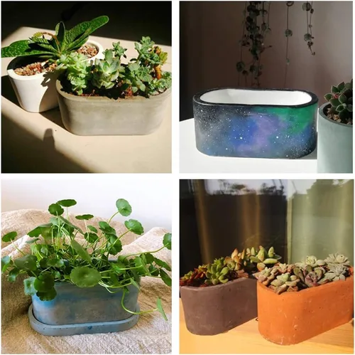 Miniatura 4 de Moldes de silicona para maceta de hormigón, para plantas suculentas, base incluida, hazlo tú mismo