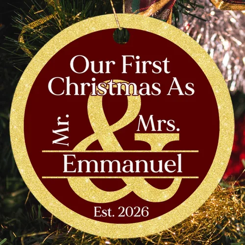 Miniatura 14 de 10 años para parejas casadas, adorno de Navidad personalizado de 10 años de aventura y conteo 2025, regalos para parejas, nuevo matrimonio, adorno