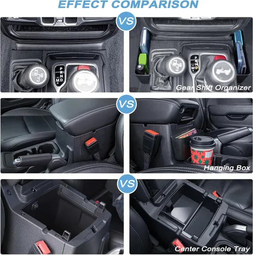 Miniatura 3 de Bandeja organizadora de consola central de 3 piezas, compatible con Wrangler 2018-2025 y 2020-2023 2024 2025, organizador de cambios de engranajes