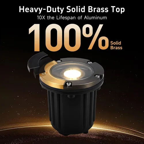 Miniatura 3 de Gardenreet Luz de pozo de latón - Iluminación de paisaje impermeable para exteriores de 12V LED enterrada, lámpara de bajo voltaje con bombilla