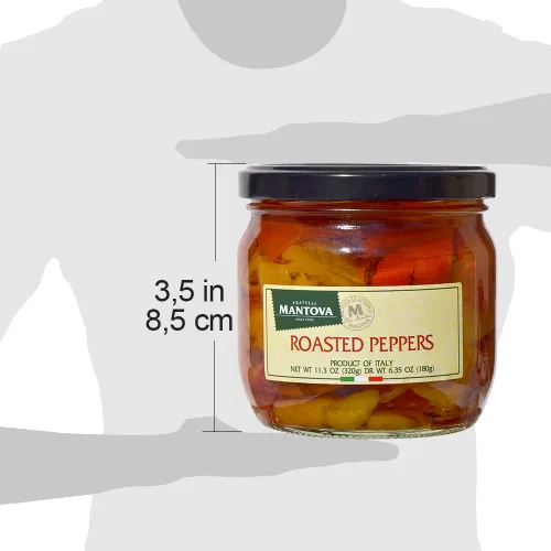 Miniatura 3 de Mantova Pimientos asados, 11.3 onzas (paquete de 2), producto de Italia, totalmente naturales, ligeramente tostados, aptos para veganos, sin OMG