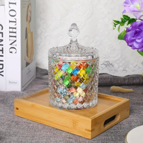Miniatura 6 de Plato de cristal para dulces con tapa, 1 pieza de 20 onzas, tarro de cristal grande para caramelos, caja de joyería, plato Dappen, tarro de galletas