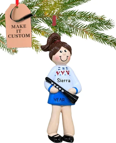 Adorno personalizado de clarinete 2026 | Adornos musicales de Navidad personalizados las 24 horas para árbol | Regalo de recuerdo personalizado para