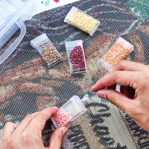 Miniatura 3 de Huacan Contenedores de Almacenamiento para Pintura de Diamantes, Accesorios para Pintura de Diamantes, Caja de Almacenamiento de 64 Rejillas