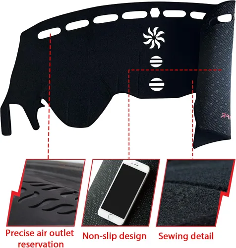 Miniatura 2 de Tapete antideslizante para tablero de instrumentos compatible con Ford Escape 2014, 2015, 2016, 2017, 2018, 2019, protector solar (2014-2019)