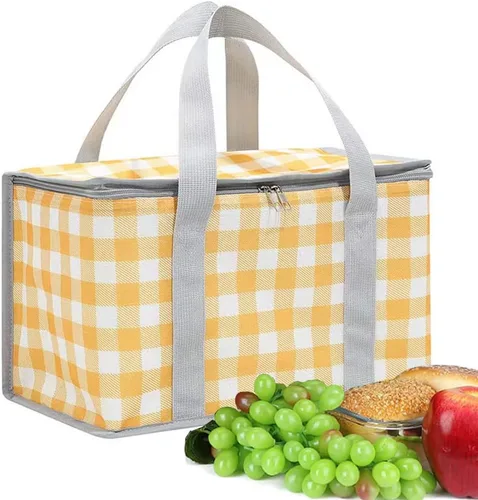 Miniatura 8 de Bolsa de picnic aislada reutilizable, bolsa de playa con cremallera superior, bolsa aislada para calor o frío, cesta de picnic plegable, picnic