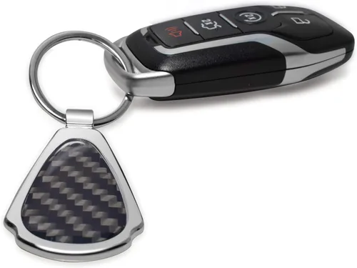 Miniatura 4 de iPick Image Para Cadillac XT5 Real Negro Fibra de Carbono Cromo Metal Teardrop Llavero