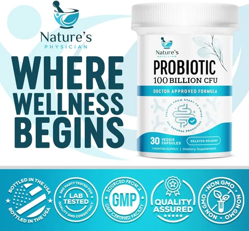 Miniatura 4 de Nature's Physician Probióticos - 100 mil millones de UFC por cápsula - 16 cepas + prebióticos - El mejor suplemento probiótico para mujeres