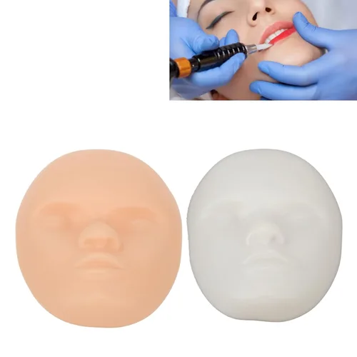 Miniatura 2 de Cabeza de piel de práctica, base de soporte de piel de entrenamiento facial, piel falsa de silicona para maquillaje permanente, entrenamiento