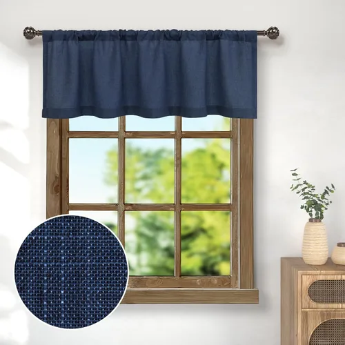 Miniatura 21 de Pitalk - Cenefa de ventana de lino negro para cocina, bolsillo para barra de 3 pulgadas, semitransparente, estilo bohemio moderno de granja, cenefa