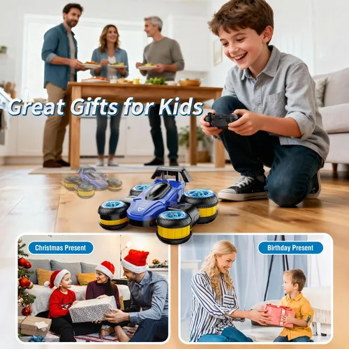 Miniatura 6 de Juguete de coche de acrobacias a control remoto - Drift de alta velocidad 360° voltea 4WD vehículo todoterreno giratorio para niños y niñas, regalos