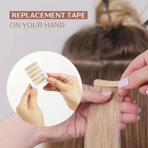 Miniatura 3 de WIGI Extensiones de cabello adhesivas de alta calidad, cabello humano 100 % real, 1.76 onzas por paquete, 20 unidades, extensiones de cabello lacio
