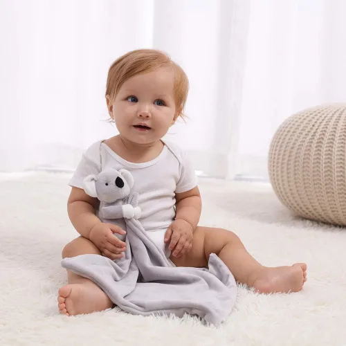 Miniatura 4 de Apricot Lamb Manta de seguridad de animales de peluche, koala gris, manta de personaje de cuarto de bebé, felpa de lujo para acurrucarse (koala gris)
