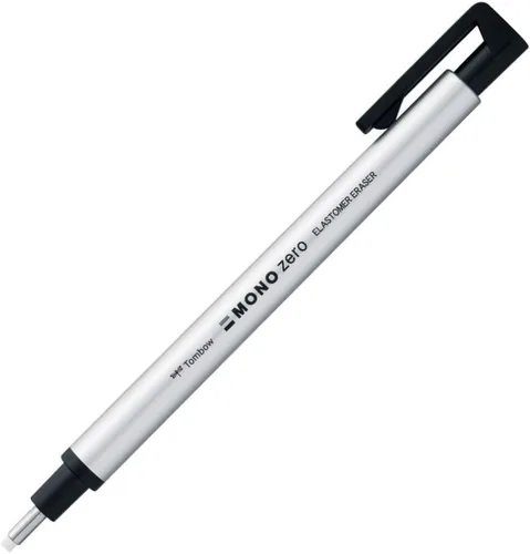 Tombow Holder Eraser, Mono Zero Forma Redonda Plata (EH-KUR04)
