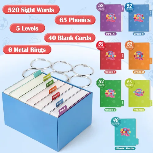 Miniatura 2 de Torlam Tarjetas flash de palabras de vista y fonética para niños, aprender a leer dígrafos, mezclas CVC, sonidos de vocales largas, ortografía