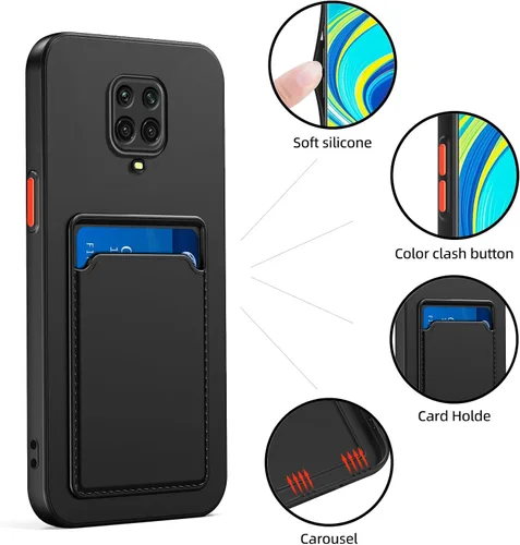 Miniatura 3 de Funda para Redmi Note 9 Pro, Redmi Note 9s con ranura para tarjetas de crédito, TPU suave TPU silicona resistente a los arañazos delgada ranura