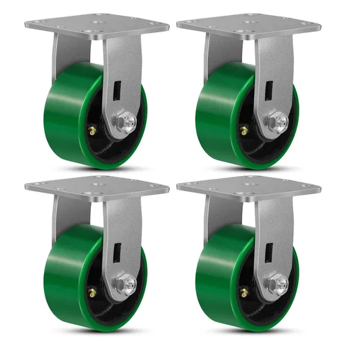 Miniatura 17 de Ruedas giratorias, ruedas industriales de 4 pulgadas resistentes, poliuretano en rueda de acero, ruedas giratorias de placa superior