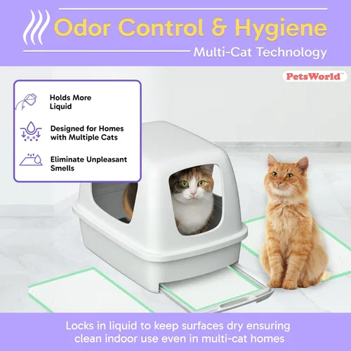 Miniatura 2 de PetsWorld Recambios de almohadillas para gatos de ajuste universal para caja de arena, aroma fresco, ultraabsorbente, control de olores, paquete