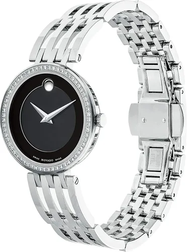 Miniatura 3 de Movado Reloj Esperanza de acero inoxidable para mujer con bisel de acento de diamante, platanegro (607052), PlataNegro, 0607052
