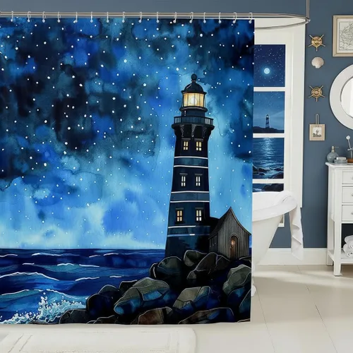 Miniatura 21 de Castle Fairy Cortinas de ducha impermeables 3D de sirena de ensueño, tela de paisaje, cortina de ducha de baño, diseño de mar, miau, pájaros