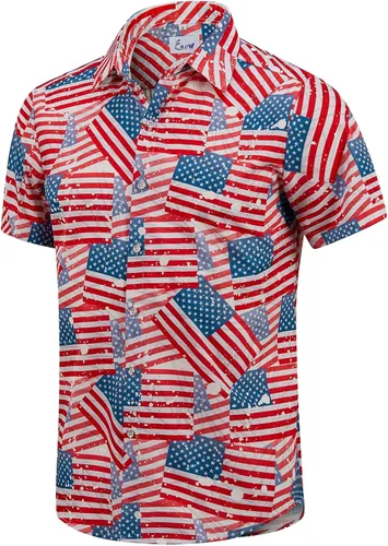 Miniatura 9 de EUOW - Camisas hawaianas para hombre de manga corta con botones, estampadas para la playa y el verano