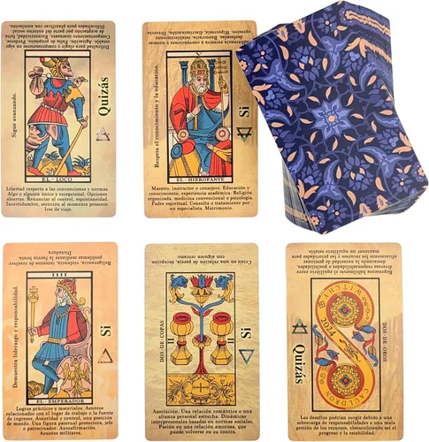 Witchy Cauldron Baraja de tarot de Marsella para principiantes con significados en ellos, 78 cartas Tarot de Marsella, cartas ilustradas con