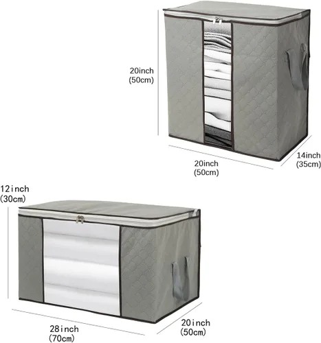 Miniatura 2 de Szxc Paquete de 2 bolsas de almacenamiento plegables grandes, horizontales + erectas para edredón, manta, ropa, almohada, ventana transparente