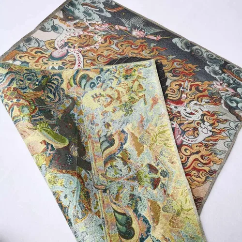 Miniatura 4 de Tapiz de seda bordado de budismo Tíbet Thangka de seda de 6 brazos Mahakala Wrathful Deity Tangka Fengshui para colgar en la pared para decoración