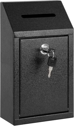 Miniatura 14 de KYODOLED Caja de sugerencias con candado y 50 tarjetas de sugerencia gratis, boleta de metal montada en la pared, caja de donación y colección