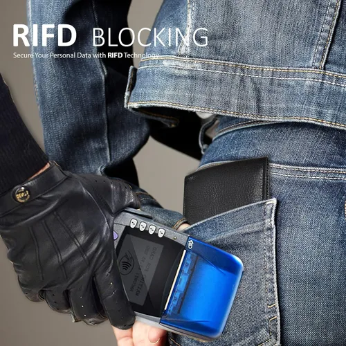 Miniatura 3 de Carteras plegables de cuero RFID hechas a mano para hombres en varios colores que ofrecen 9 tarjetas y 1 ranuras para identificación