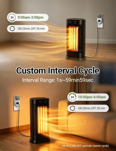 Miniatura 4 de Techbee Enchufe temporizador intermitente digital de ciclo de repetición infinita para toma de corriente, interruptor de alimentación programable
