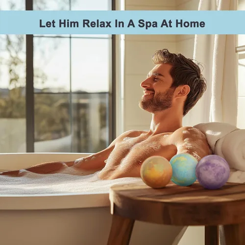 Miniatura 9 de Aqua Elegante Bombas de baño de lujo para hombres, juego de 24 bombas de baño gaseosas con aceites esenciales, manteca de karité, aceite de coco