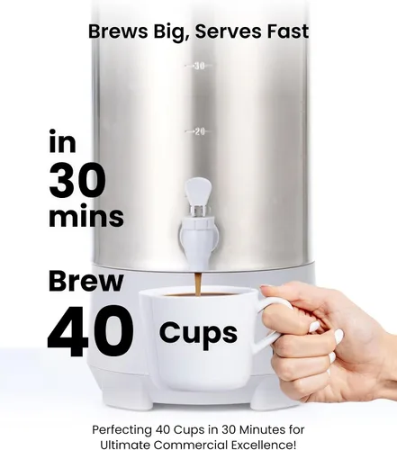 Miniatura 2 de SYBO Urna de café de 45 tazas, cafetera de percolado de acero inoxidable de grado comercial, filtro extraíble, fácil de limpiar, urna de agua