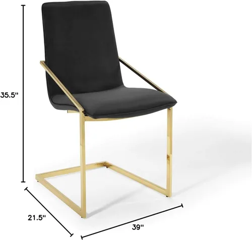Miniatura 2 de Modway Pitch Performance - Sillón de terciopelo, 2 piezas, sillas de comedor, color dorado y negro