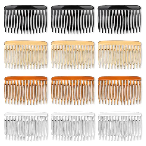 12 peines laterales estilo francés, 14 dientes, accesorios decorativos para el cabello, clips de estilo vintage, peine de plástico fino para mujer,