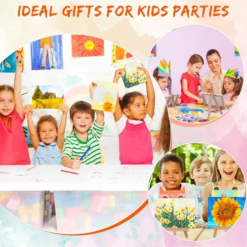 Miniatura 6 de Glenmal Juego de pintura de acuarela de 3 x 4 pulgadas, lienzo pequeño con pinturas de caballete, juego de pinceles para niños, recuerdos de fiesta