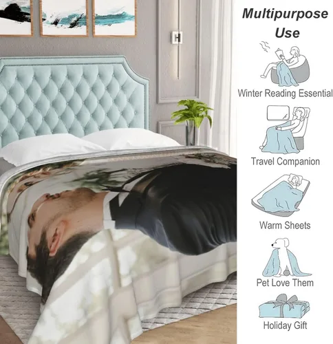 Miniatura 2 de Manta personalizada con fotos, texto, manta personalizada de collage de fotos, manta de franela personalizada, ropa de cama de cumpleaños, Navidad