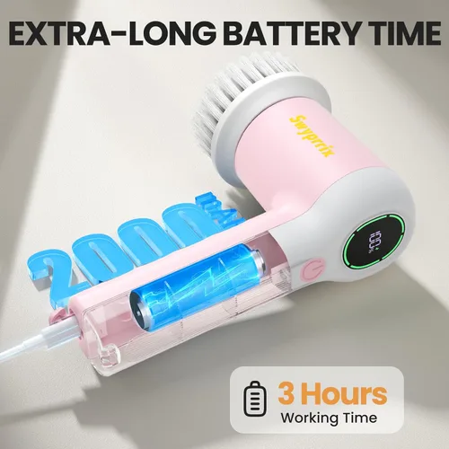 Miniatura 6 de Electric Spin Scrubber for Bathroom and Shower Cleaning SD-CTB02 2 Speeds Cordless Power Cleaning Brush, 6 Replaceable Brush Heads, IPX7