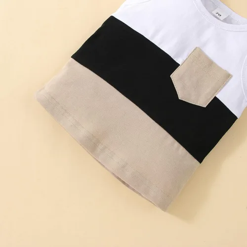 Miniatura 6 de yuhappy Conjunto de 2 piezas de ropa de verano para bebé, sin mangas, con bolsillo, camiseta sin mangas y pantalones cortos, ropa casual