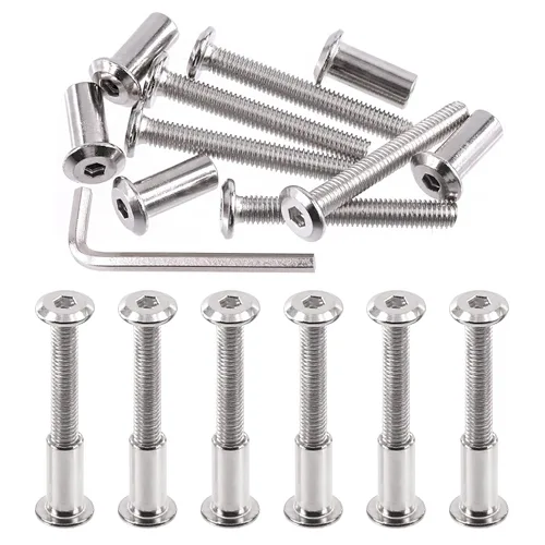 Miniatura 11 de Swpeet Kit Surtido de 25 Piezas de Tornillos de Encuadernación Plateados Chapados en Níquel M6x16mm con Cabeza Hexagonal de Casquillo, Pernos