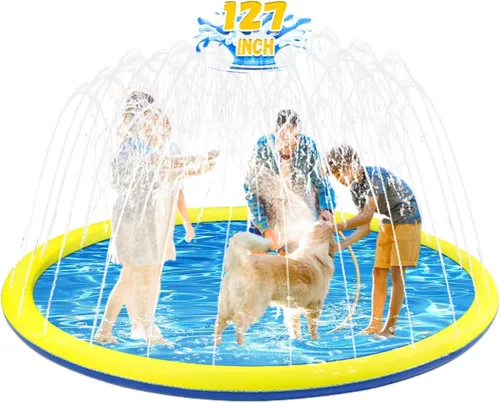 Miniatura 8 de Rociador antideslizante extra grande de 107 pulgadas para niños y perros, piscina para perros para niños, juguetes para exteriores para niños de 3 a