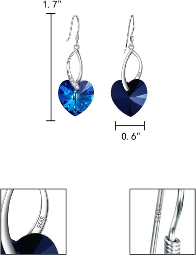 Miniatura 5 de EleQueen 925 Sterling Silver CZ Hoop Dangle Earrings for Women, Austrian Crystals Jewelry Gift