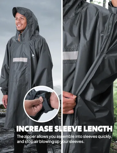 Miniatura 18 de ANYOO Poncho de lluvia con capucha para adultos, impermeable, ligero, para hombres y mujeres, chaqueta de lluvia reutilizable para emergencias al